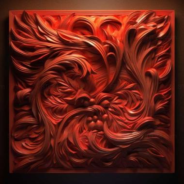 Patterns and decorations stl glowing red 4 3d model